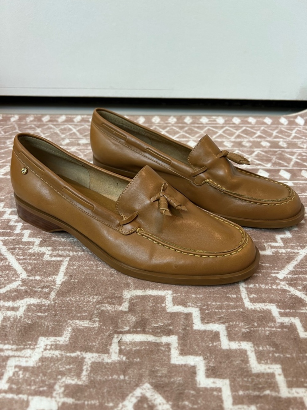 Etienne Aigner Tan Leather Tassel Loafers
